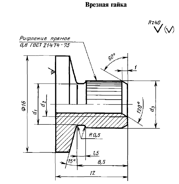 Гайка врезная ГОСТ 16561-76